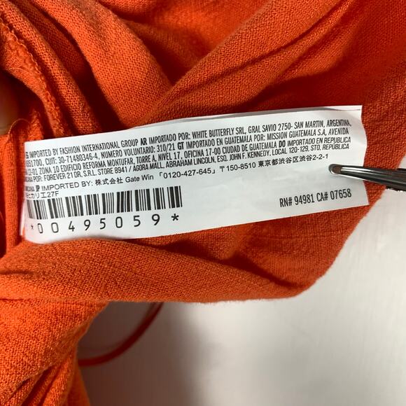 Forever 21 Orange Open Back Wide Leg Linen Blend Jumpsuit – Size L NWOT - Picture 5 of 8